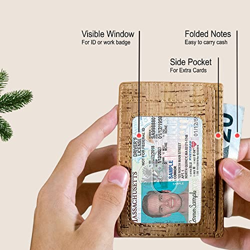 Image of Corkor Cork Card Holder Men - Cork Wallet - Vegan Leather - Minimalist Slim Front Pocket RFID