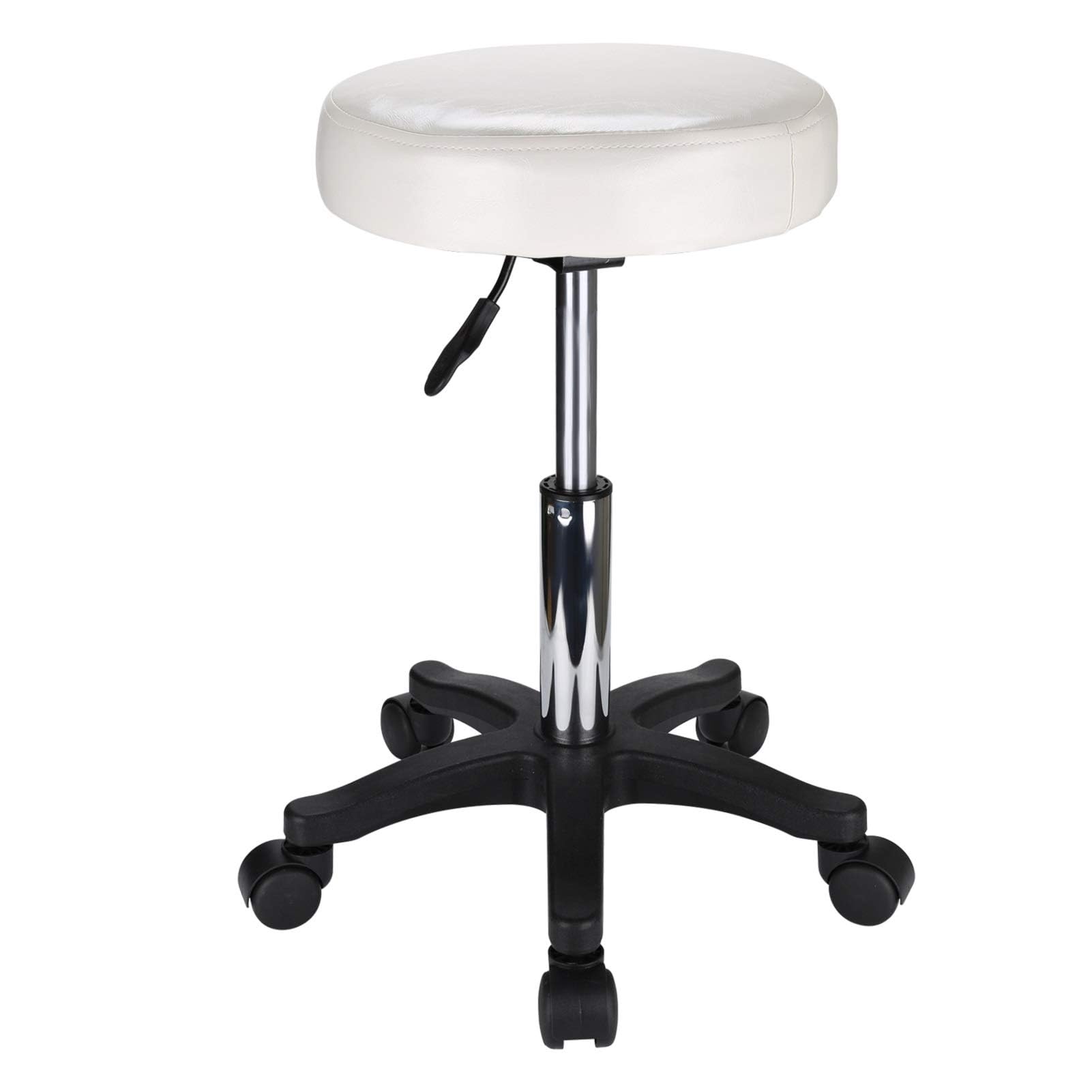 Salon Stool Chair, Round Rolling Stool with Wheels, Height Adjustable (43-56CM) Swivel to Sit on - for Salon Massage Home Kitchen Clinic, Weight Capacity 250lbs, Beige