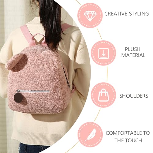 BJZLWJ Plush Little Bear Backpack, Embroidery Personalized Monogram Cute Fuzzy Bear Ears Head Backpack, Soft Fluffy Casual Sherpa Daypack Mini Shoulder Bag Purse Gifts for Boy and Girl4