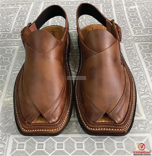 Handmade Leather Kaptaan Peshawari Chappal, Traditional Genuine Leather Sandals, Comfortable Gents Leather Sandals2