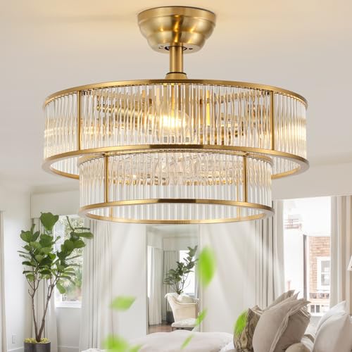 Copper fandelier ceiling fan with crystals