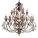 Livex Lighting 8159-17 Chandelier with Crystal Shades, Crackled Bronze with Vintage Stone Accents