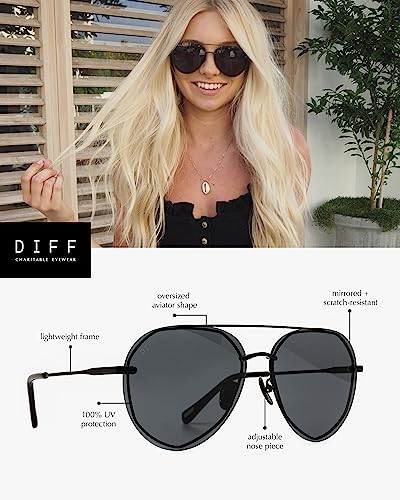 DIFF Lenox Designer Oversized Aviator Sunglasses for Women UV400 Protection Protection, Stainless Steel Frames3
