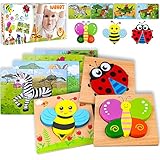 WOHOT Puzzles de Madera de Animales para Niños, 7 Pack Rompecabezas Puzzle Madera Bebes, Juguetes Educativos Regalos Puzzle Infantil para 1 2 3 4 año (7 Piezas)