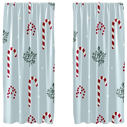 Cortinas de Navidad con bastones de caramelo, decoración festiva en 2 paneles de 55 x 84'' 2