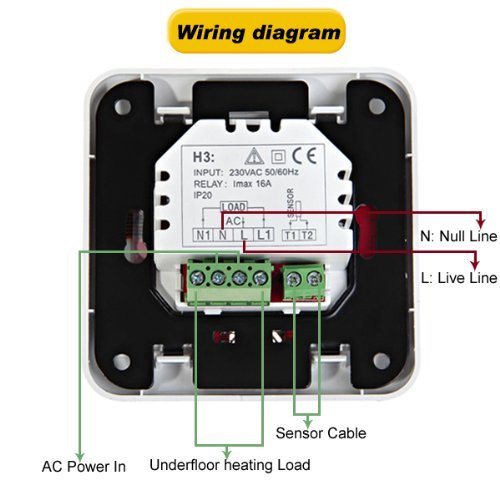 BTSKY 2x Elektrisch Digital Raumthermostat Tempraturregler Thermostat mit LCD Touchscreen Fußbodenheizung elektrisch 16A weiße Hintergrundbeleuchtung Neu DE-5