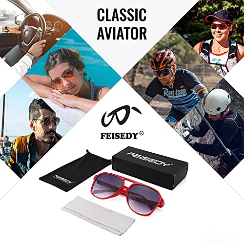 Image of FEISEDY Vintage Retro 70s Plastic Aviator Sunglasses Women Men Classic Large Squared Frame B2751