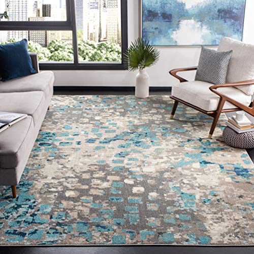 Safavieh Modern Chic Indoor Woven Rectangle Area Rug, Madison Collection, MAD425, in Grey/Blue