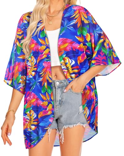 Image of Kimonos for Women Summer Cardigan Chiffon Floral Cover up Loose Casual Top Blouse