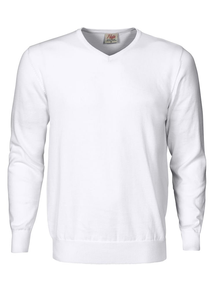 Pull col en V Forehand blanc en tricot aux finitions soignées