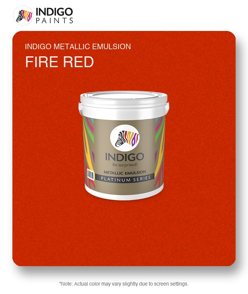 Image of Indigo Metallic Emulsion Platinum Series - Sparkling Metallic Texture Wall Paint | Water-Based | Anti-Fungal & Algae Resistant | Interior & Exterior Use 4 L Fire Red