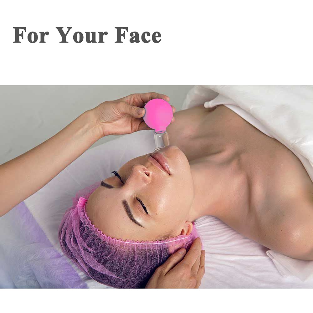 FeelFree Sport 2 Pieces Glass Facial Cupping Professional Massager Kit-Silicone Vacuum Suction Massage Cups Set Anti Cellulite Lymphatic Therapy Sets For Eyes,Face (Pink) 1