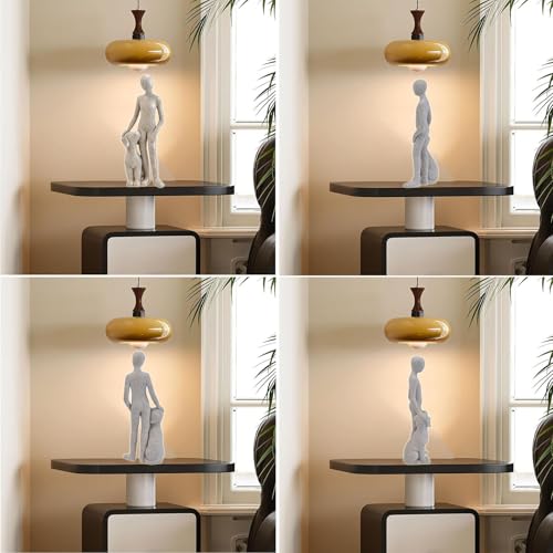 Estatua decorativa de hombre y perro para hogar moderno miniatura 6
