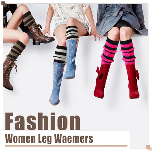 Image of Sintege 6 Pairs Kawaii Leg Warmers Japanese Style Knitted Loose Socks Leg Warmers for Girls Women Lolita Costume School