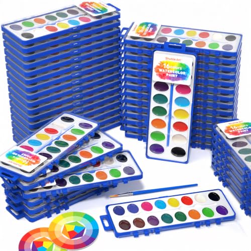 Image of Shuttle Art 16 Colors 48 Pack Watercolor Paint Set Bulk for Kids & Adults