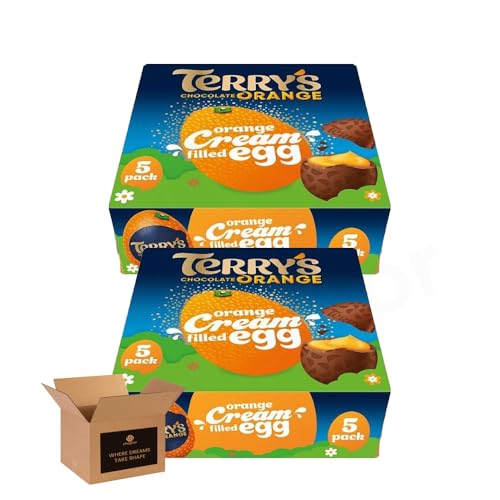 Terrys Milk Chocolate Orange Cream Filled Easter Eggs Multipack Fondant Egg Bundles Easter Gift Basket Fillers Bulk Chocolates Sharing Treats (5xChocolate Orange Cream Filled Egg - Pack 2)