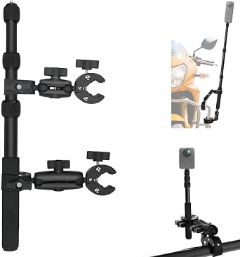 OSMO 360 Moto Camera Mount Kit with 43" Invisible Selfie Stick Compatible for Insta360 X5-X, OSMO Nano Heavy Duty Bike Handlebar Clamp Compatible for GoPro Bicycle, ATV, UTV Riding & Moto Vlogging
