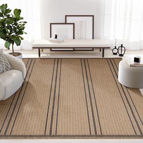 Tapete de área Abani 8 x 10 Beige con rayas clásicas