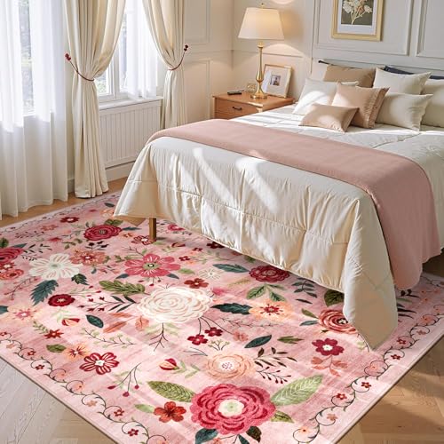 Tapete Boho Floral 5x7 Pulgadas Lavable Antideslizante miniatura 2