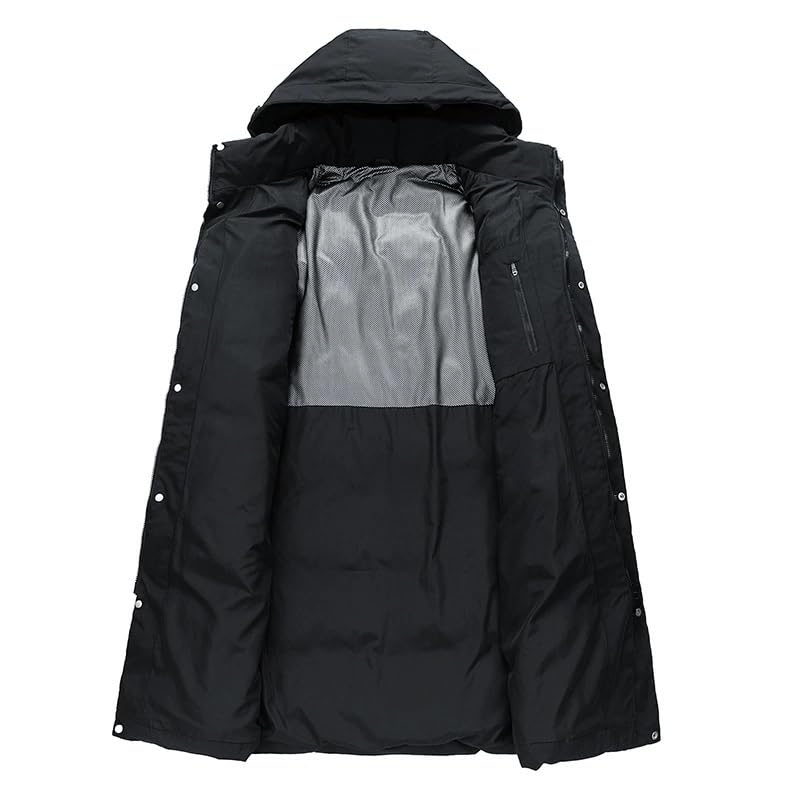 Men's Long Hooded Down Coat Winter Thickened Warm Parka Style Couples Fashion Loose Fit Windproof Cold Weather Jacket - Image 3