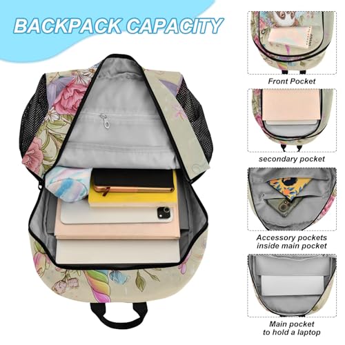 Kids Backpack Cute Sloth with Coffee Boys Girls School Backpack with Lunch Bag Bookbag Set4