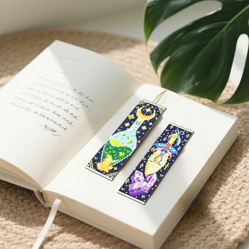 Image of FREEBLOSS 6pcs Potion Cross Stitch Bookmark Kit 11CT Stamped Cross Stitch Kit DIY Embroidery Bookmarks Set with Felts Backing Instructions for Adult Beginners 8 inchx2.4 inch