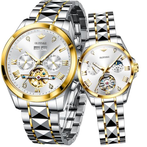 Image of OLEVS Couple Pair Watches Set Automatic Mechanical Self Winding