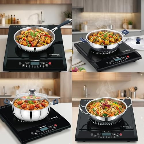 Image of Premier Zeal IC8818 Induction Cooktop 1200W | Power Saving Technology | Indian Menu Options | Automatic Voltage Regulator | Touch Controls | Suitable for Pressure Cook, Curry, Dosa, Idli, Deep Fry