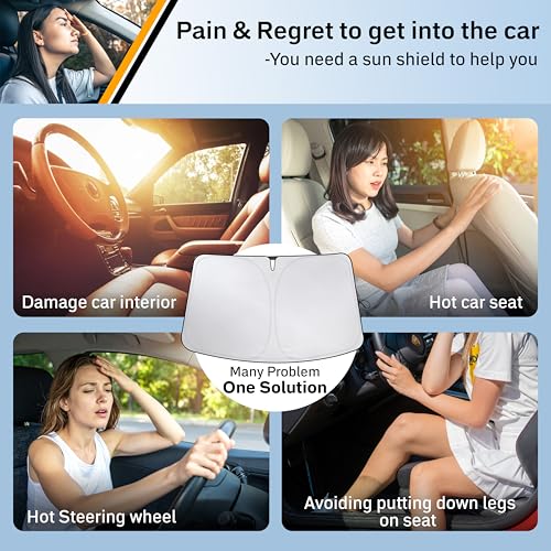 Image of EcoNour Windshield Sunshade for Audi Q3 2019-2024 2025 2026, Sun Visor for Front Windshield & Window Sun Shade Cover, UV Heat Blocker & Protector, Car Accessories
