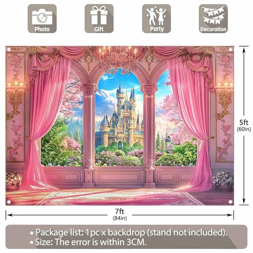 Telón Fotográfico Rosa 7x5ft Fondo Castillo Floral miniatura 3