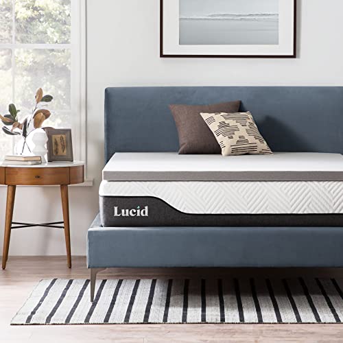 Lucid 2 Inch Mattress Topper Queen Memory Foam Bamboo Charcoal