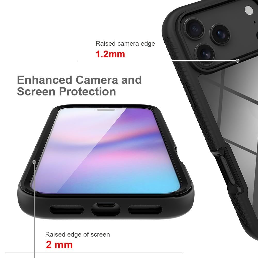 Generic Funda compatible con iPhone 15 Plus (color: azul oscuro) a prueba de golpes, funda rígida transparente con protector de pantalla integrado