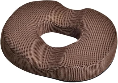 Biizhe男性用円座クッション 痔・前立腺炎対応 洗濯可能なドーナツクッション 高反発 腰痛緩和 通気性良好な座布団 大きめ硬め設計 お尻圧迫防止 穴あきクッション オフィス・自宅・車中・車椅子用 ギフトとしても適したクッション (コーヒー色,メッシュク