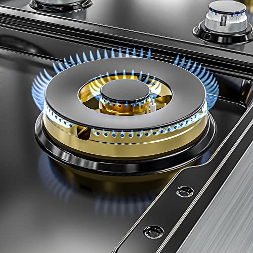 Koolmore Km-Hgrt48-Ss 48 Inch Natural Gas Range-Top With 8 Sealed Italian, Stainless-Steel Stovetop Knobs, Edge Cast Iron Cooking Grates, Electronic Ignition, 48" (8 Burners), Silver #TOP3