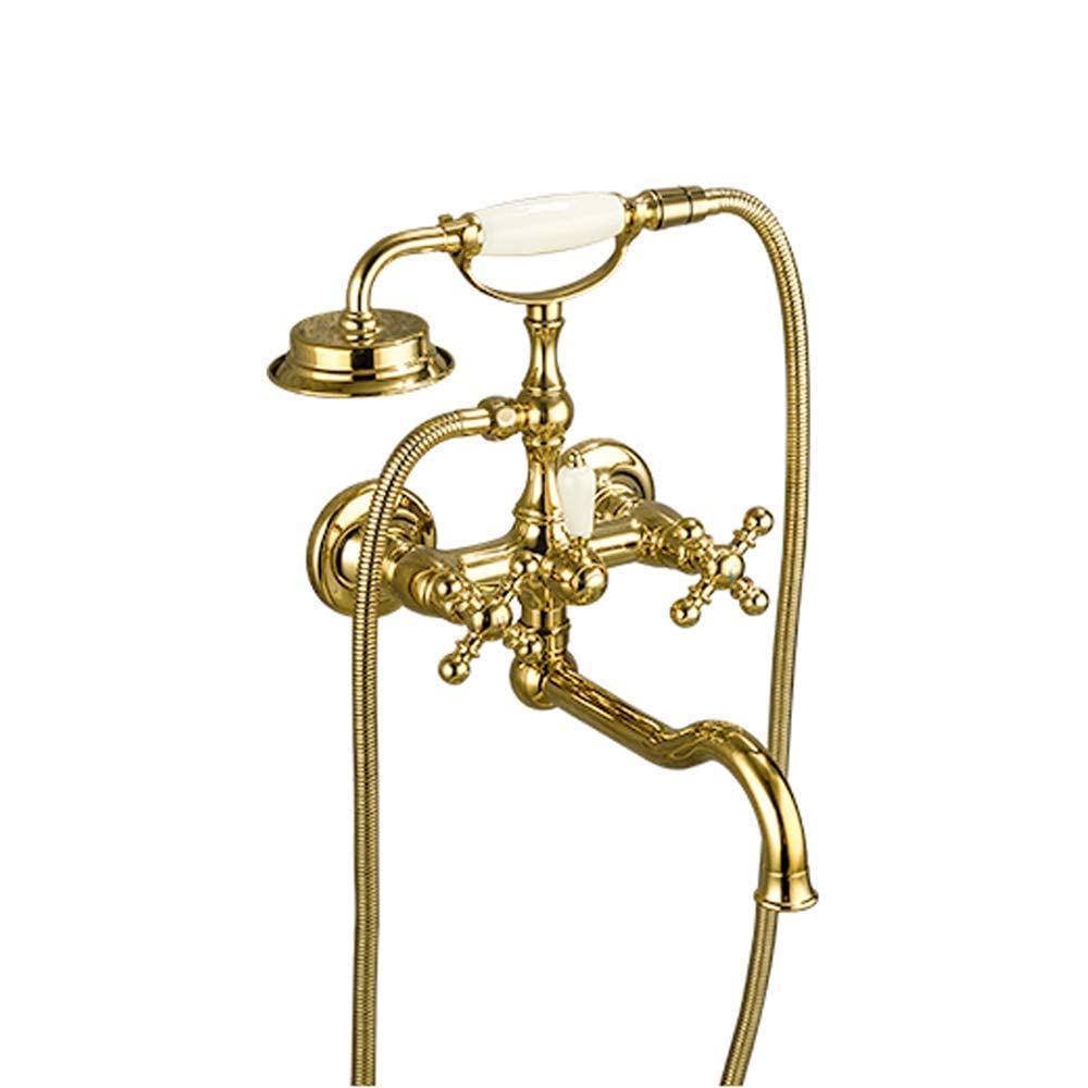 Robinet de baignoire en or anti-gaspillage avec douche téléphone murale double poignée