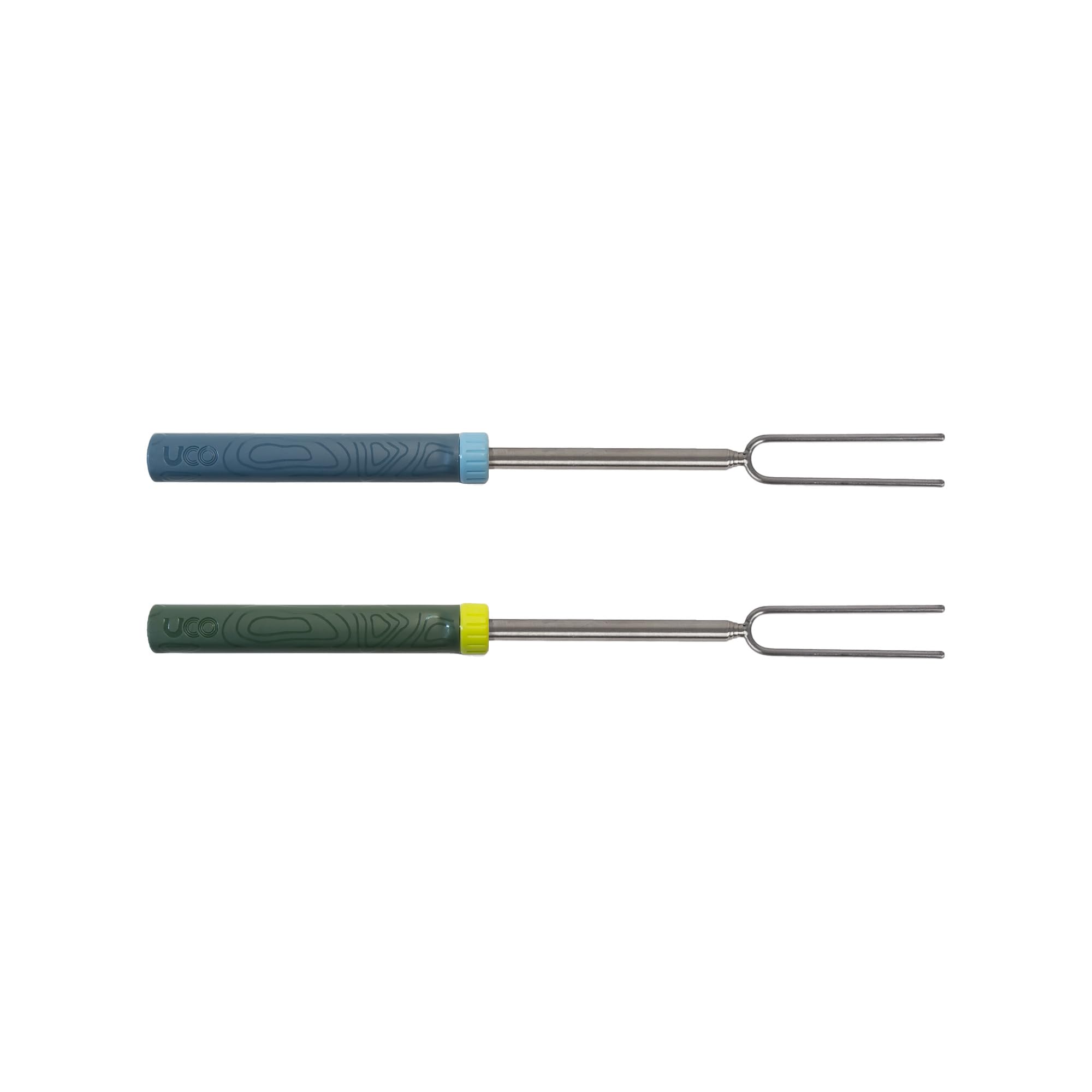 UCORoasting Fork, Extendable, Rotating and Stout, 2-Pack, Blue and Green, Recover Recycled™ Polypropylene, 34.5 Inches