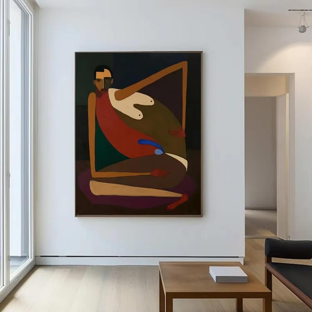AEFOUU Wall Art Canvas Picture Print Abstract Painting Unique Portrait Wall Art Picture Decor Living Room Modern Image Artwork(90x120cm/35x48in/Frameless)