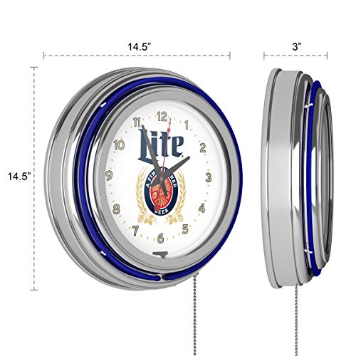 Trademark Gameroom Miller Lite Chrome Double Rung Neon Clock - Retro Design #TOP2