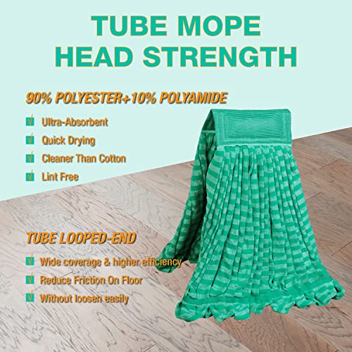 Image of 2 Pack Microfiber Tube Mop Head Replacement: Commerical Wet Mop for Floor Cleaning, Ultra-absorbent, Quick-dry and Universal Scratch Free Looped End Mopheads,ATDSS76011TG
