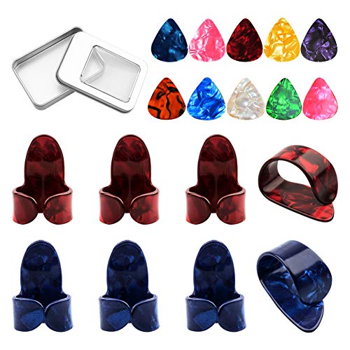 Novelfun 2 paires pouce et des doigts Picks pour guitare Fingerstyle acoustique Ukulélé, banjo ou , avec 2 Taille de 10 pcs médiators pour guitare et une boîte de rangement - Les Beatles, Paul McCartney, John Lennon, RIngo Starr, George Harrison Novelfun 2 paires pouce et des doigts Picks pour guitare Fingerstyle acoustique Ukulélé, banjo ou , avec 2 Taille de 10 pcs médiators pour guitare et une boîte de rangement