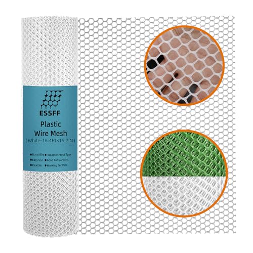 Pet & Garden Safeguard - 15.7IN x 16.4FT Roll - White Plastic Netting, Multi-Use Decorative Fencing for Poultry, Dogs, Rabbits,Chicken and Snake Barrier