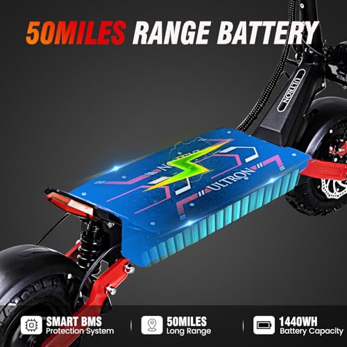 Electric Scooter with Seat for Adults, 60V 6000W Electric Scooters Adult 52mph with 1440WH Battery, Up to 50Miles Long Range, Dual Motor 11