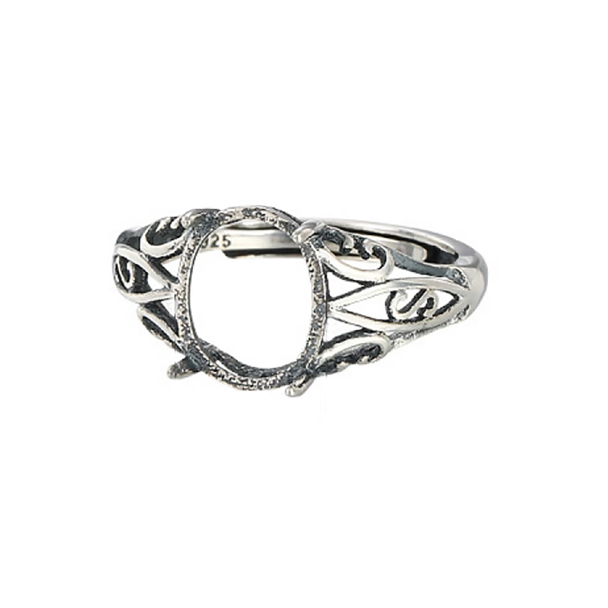 Thai Sterling Silver Ring Base Blank fit 7X9mm Oval Cabochon Mounting Setting Adjustable Prong Ring Cameo Handmade Jewelry Making for Women