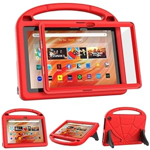 Kids Tablet Case for 10.1in Tablet, Not Fit iPad TCL 10.1 inch Tablets -Patamiyar Lightweight Shockproof Case with Screen Protector Handle Stand -Red