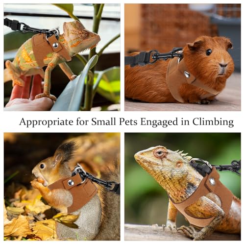 Image of 3 Pack Bearded Dragon Harness and Leash Set, Adjustable Lizard Leash Soft Small Animal Traction Rope, Vest Accessories for Squirrel Rat, Gecko, Bearded Dragon Harness