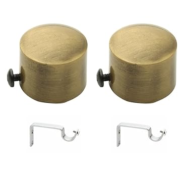 Rkoing High Quality Aluminium Round Curtain Bracket with Support 1 Inch Rod Pocket Finials Window Rod Support Fittings, Curtain Rod Holder(Gold Colour, Pack 2)