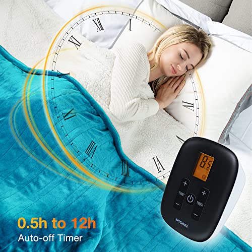 [New] Woomer Full Size 77"X 84" Electric Heated Throw Blanket, Reversible Sherpa/Velvet, 10 Heating Levels & 0.5-12H Auto Off, Fast Heating, Over-Heat Protect, Machine Washable, Etl Certification #TOP4