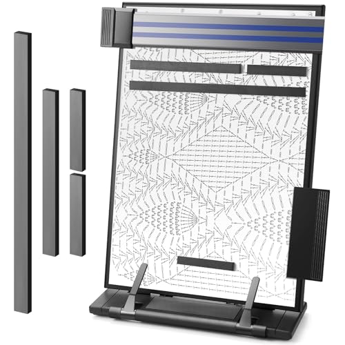 Flutesan Knitting Pattern Holder with 4 Replacement Magnets Knitting Chart Keeper Black Magnetic Cross Stitch Supplies and Accessories Cross Stitch Pattern Holder for Crochet 13.78 x 8.27 Inch