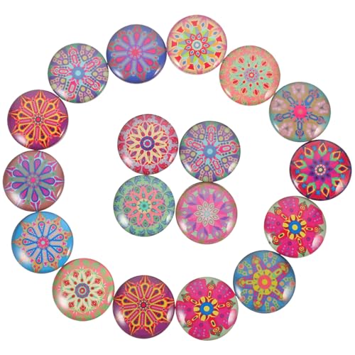 Ipetboom 50 Piezas Imanes de Vidrio para Frigorífico Decoración Creativa para Cocina Oficina Pizarra Blanca Accesorios Magnéticos Mandala