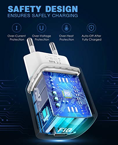 USB C Schnellladegerät, FlePow 20W Wandladegerät mit PD3.0 und QC3.0, Kompaktes PD Ladegerät für iPhone 12/12Mini/12Pro/12Pro Max/11Serie/XSerie/iPad Pro, Pixel, Samsung (Ladekabel nicht inklusive) – Bild 3